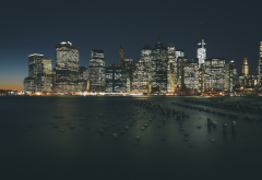 new york, night, city, skyscrapers wallpaper