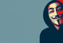 Anonymous, face, mask, minimalism wallpaper