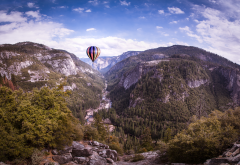 yosemite national park, california, hot air balloon, nature, mountains wallpaper