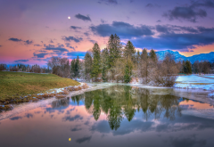 lake, walchsee, tirol, austria, nature, sunset, reflections, frost wallpaper