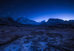 france, alps, night, stars, mountains, nature wallpaper
