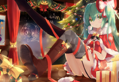 hatsune miku, vocaloid, christmas, anime, anime girls wallpaper