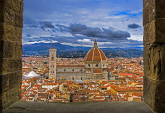 florence, italy, architecture, city, brick, ancient, church, florence cathedral, palazzo vecchio wallpaper