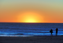 san francisco, ocean, beach, sunset, silhouette wallpaper