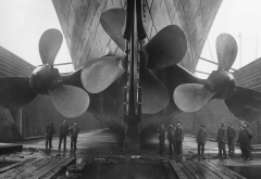 titanic, photography, ship, monochrome, screw propeller, screw wallpaper