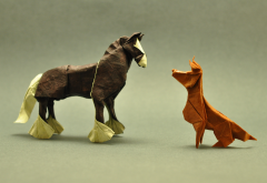 origami, horse, dog wallpaper