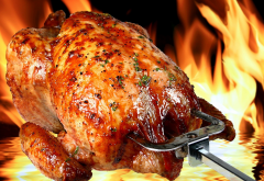 chicken, barbecue, fire, grill, food wallpaper