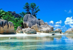 anse source dargent, seychelles, la digue, island, nature, beach, tropical, rocks wallpaper
