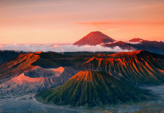 mount bromo, east java, indonesia, volcano, bromo, sunrise, nature, mountains wallpaper