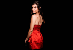 lucy hale, actress, singer, women, red dress, brunette wallpaper