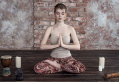 irina popova, meditation, women, yoga, candles wallpaper