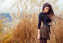 skirt, women, outdoors, brunette, model wallpaper