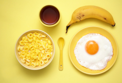 food, breakfast, yellow, bananas, eggs wallpaper