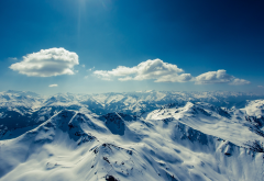 clouds, snow, mountains, nature wallpaper