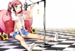 chiyoda momoka, manga, headphones, microphone wallpaper