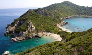 paradise beach, corfu, two beaches, greece, island, beach, nature, sea wallpaper