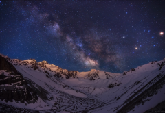 tuyuk-su, vorota tuyuk-su, almaty, kazakhstan, mountains, starry sky, milky way, night, nature wallpaper