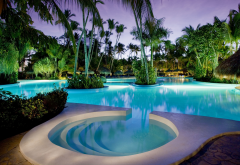 sofitel fiji resort and spa, pool, hotell, tropics, palms, sofitel, fiji wallpaper