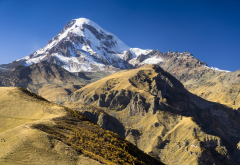 mount kazbek, stepantsminda, mountains, caucasus, gergeti, georgia, nature wallpaper