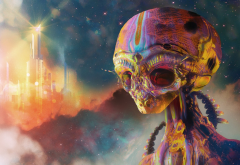 artwork, digital art, aliens, psychedelic, colorful, science fiction wallpaper
