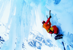 climber, ice, extreme, winter, snow, sport wallpaper