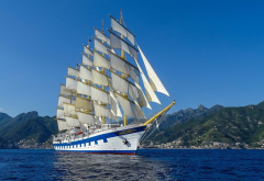 royal clipper, sailboat, ship, sea wallpaper