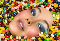 sweets, portrait, candies, abstract, colorful, face wallpaper