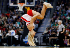 cheerleading, girl, jump, somersault, basketball, spectators, legs, women, cheerleader wallpaper
