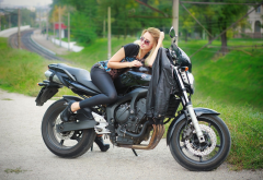 elena sergienko, bike, zaporozhye, ukraine, motorcycle, leggins, legs, women, blonde wallpaper