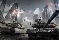 armored warfare, video games, tank, city, t-90 wallpaper