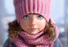picture, child, girl, baby, art, hat, winter, scarf wallpaper
