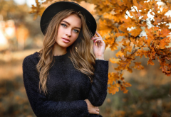 women, portrait, olga boyko, hat, brunette, sweater, autumn wallpaper