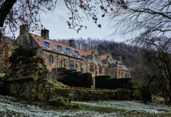 mount grace house, england, house, mount grace priory, snowdrops, city wallpaper