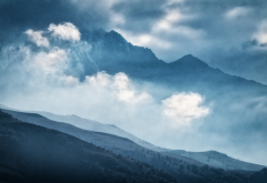 caucasus, mountains, clouds, fog, dargawa gorge, nature wallpaper