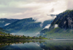 norway, lofoten islands, landscape, mountains, nature, fog, clouds wallpaper