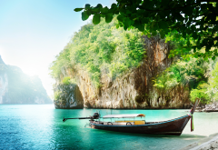 nature, sea, boat, beach, thailand wallpaper