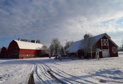 winter, house, snow, clouds, nature, farm wallpaper