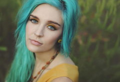 women, dyed hair, face, portrait, blue hair wallpaper