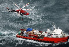 ship, lifeguard, sea, boat, helicopter, platform supply vessel wallpaper
