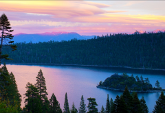 lake tahoe, lake, usa, nature, landscape, river, forests, island, dawn, morning wallpaper