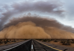 road, storm, sand, sandstorm wallpaper