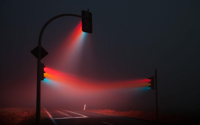 2048x1365 pix. Wallpaper lights, traffic lights, mist