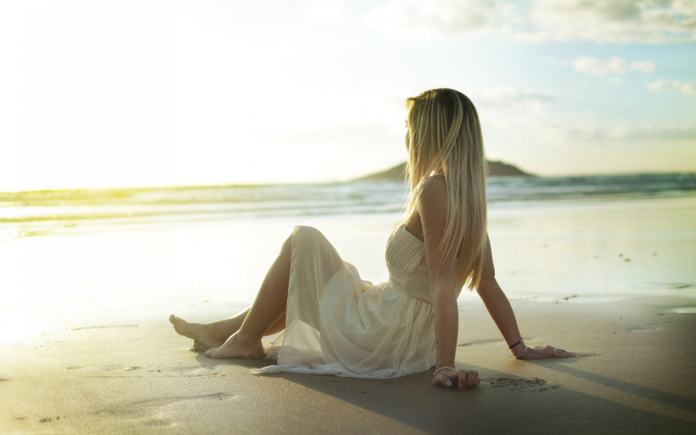 1920x1200 pix. Wallpaper model, blonde, beach, women, sand, dress