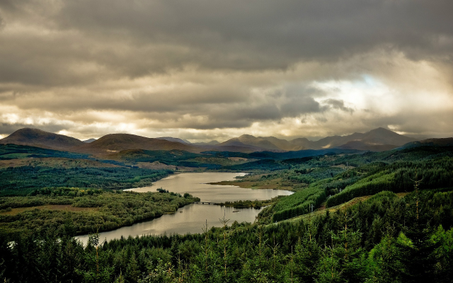 1920x1200 pix. Wallpaper scotland, great britain, original scenic, nature, river, forest, clouds