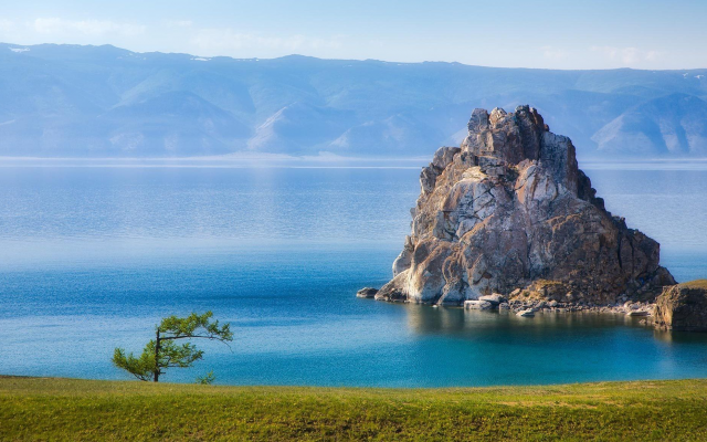 2071x1165 pix. Wallpaper baikal, lake, russia, cliff, rock, nature, water