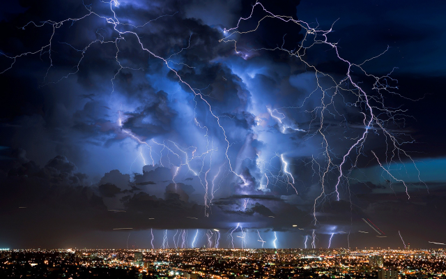 1920x1200 pix. Wallpaper lightning, nature, thunderstorm, electricity, clouds, city, night