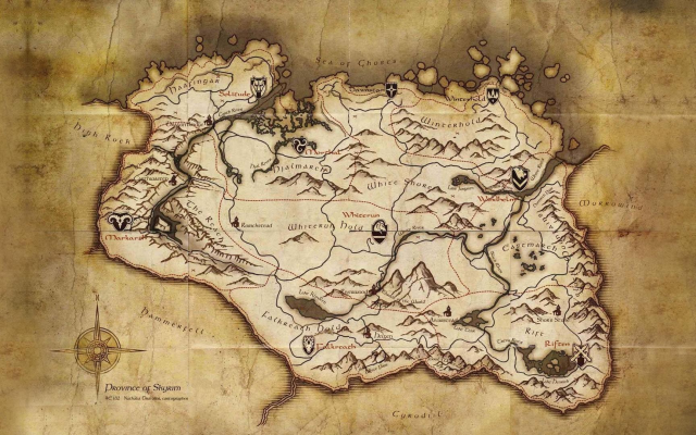 1920x1080 pix. Wallpaper The Elder Scrolls V: Skyrim, map, video games