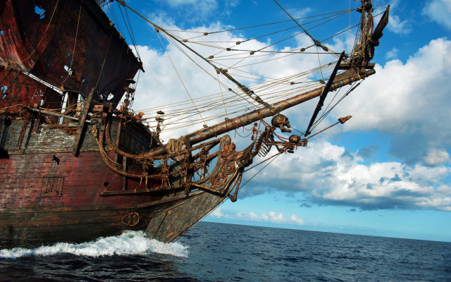 1920x1200 pix. Wallpaper ship, pirate, skeleton, sailing ship, sea, clouds