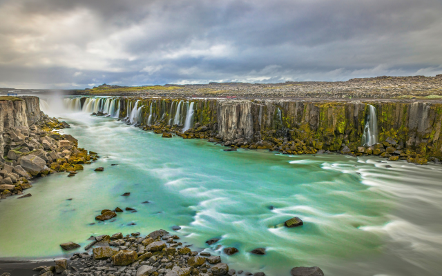2500x1400 pix. Wallpaper waterfall, Iceland, nature, landscape, river