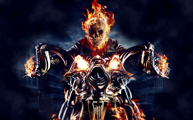 1920x1080 pix. Wallpaper Ghost Rider, skull, fire, motorcycle, comics, movies